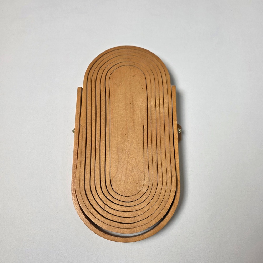Vintage Oakwood Collapsible Oval Basket Handleβ Country Farmhouse 12 1/2 by 7 in
